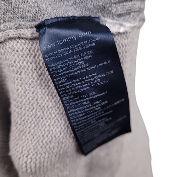 Tommy Hilfiger Women's Knit Velvet Logo Crewneck Wool Blend Sweater Large Gray - Picture 6 of 10